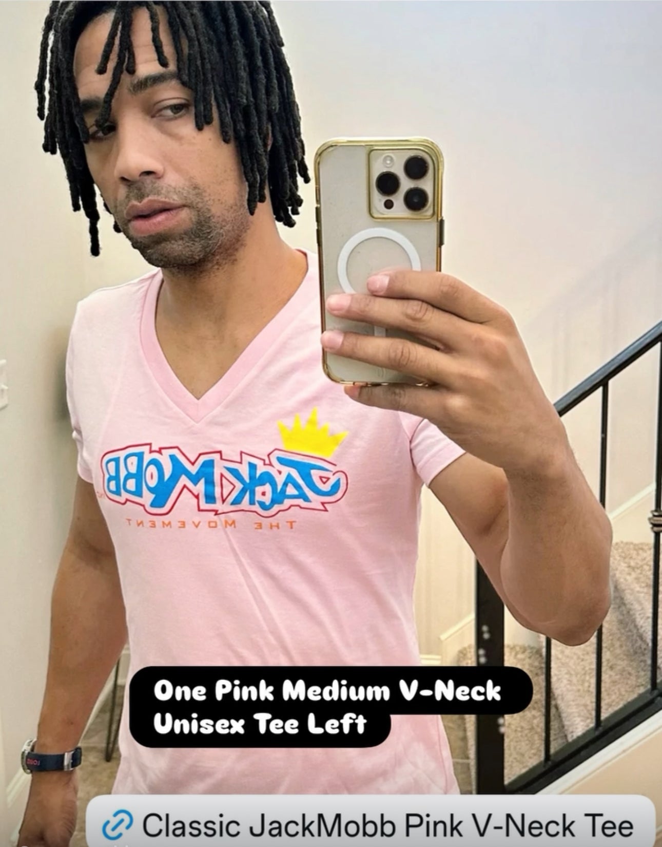 Classic JackMobb Graphic Pink V-Neck (Unisex)
