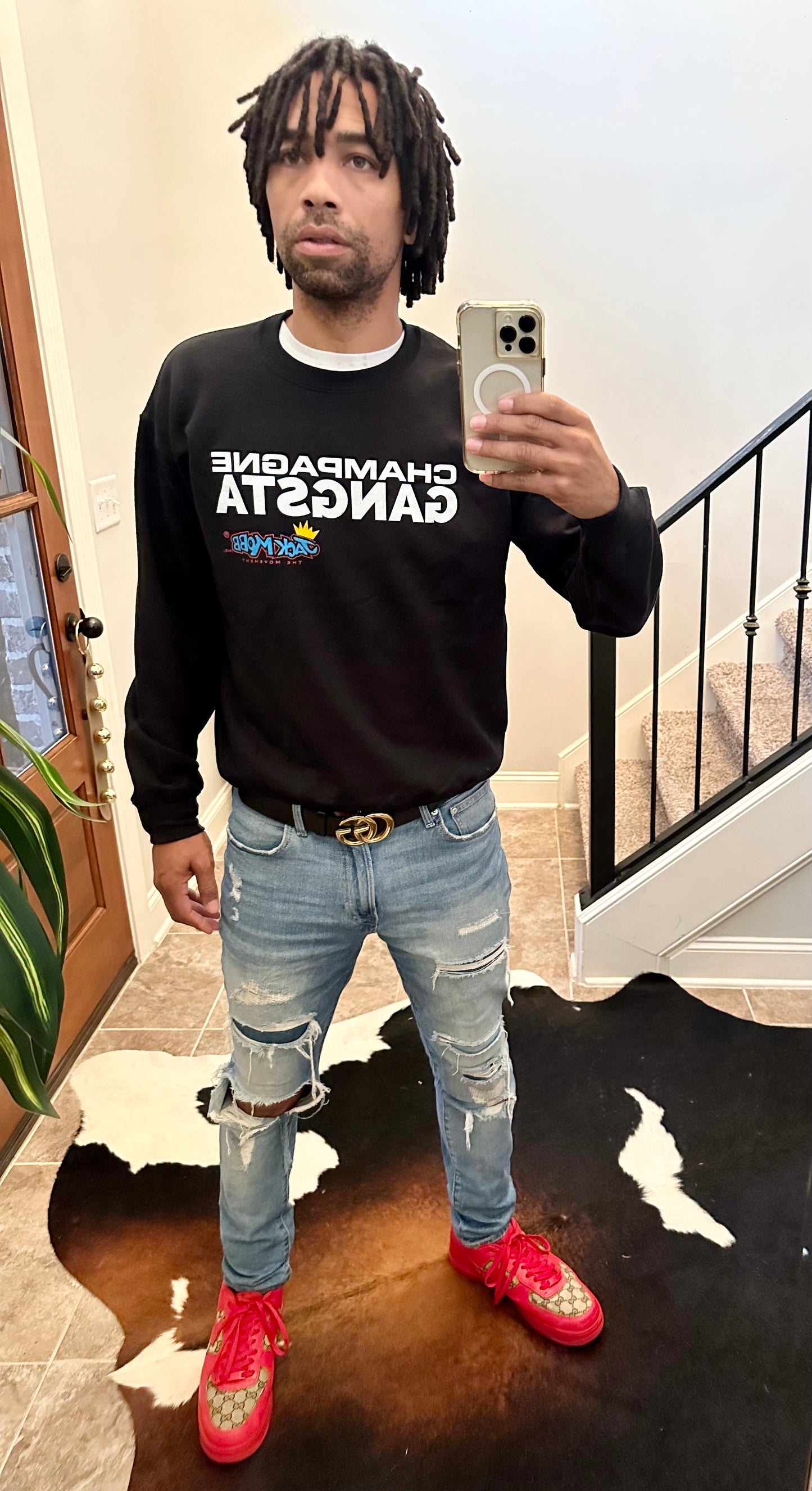 Champagne Gangsta Unisex Crew Neck Sweater