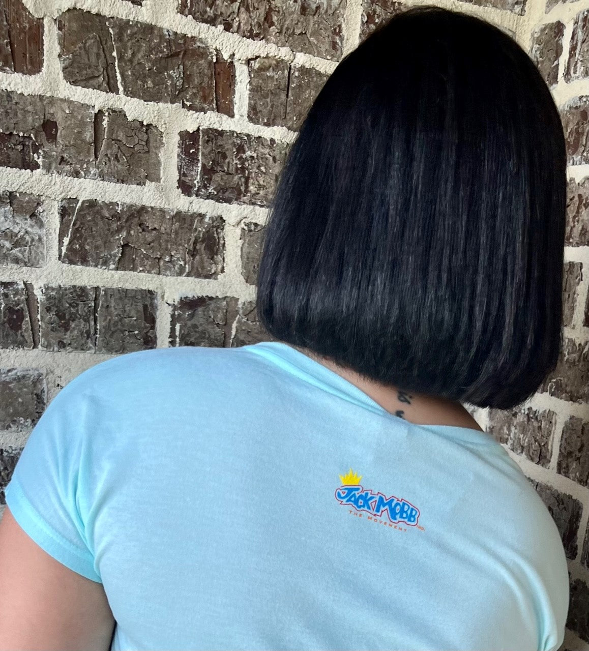 Women’s Classic JackMobb Graphic Teal Ice V-Neck Shirt